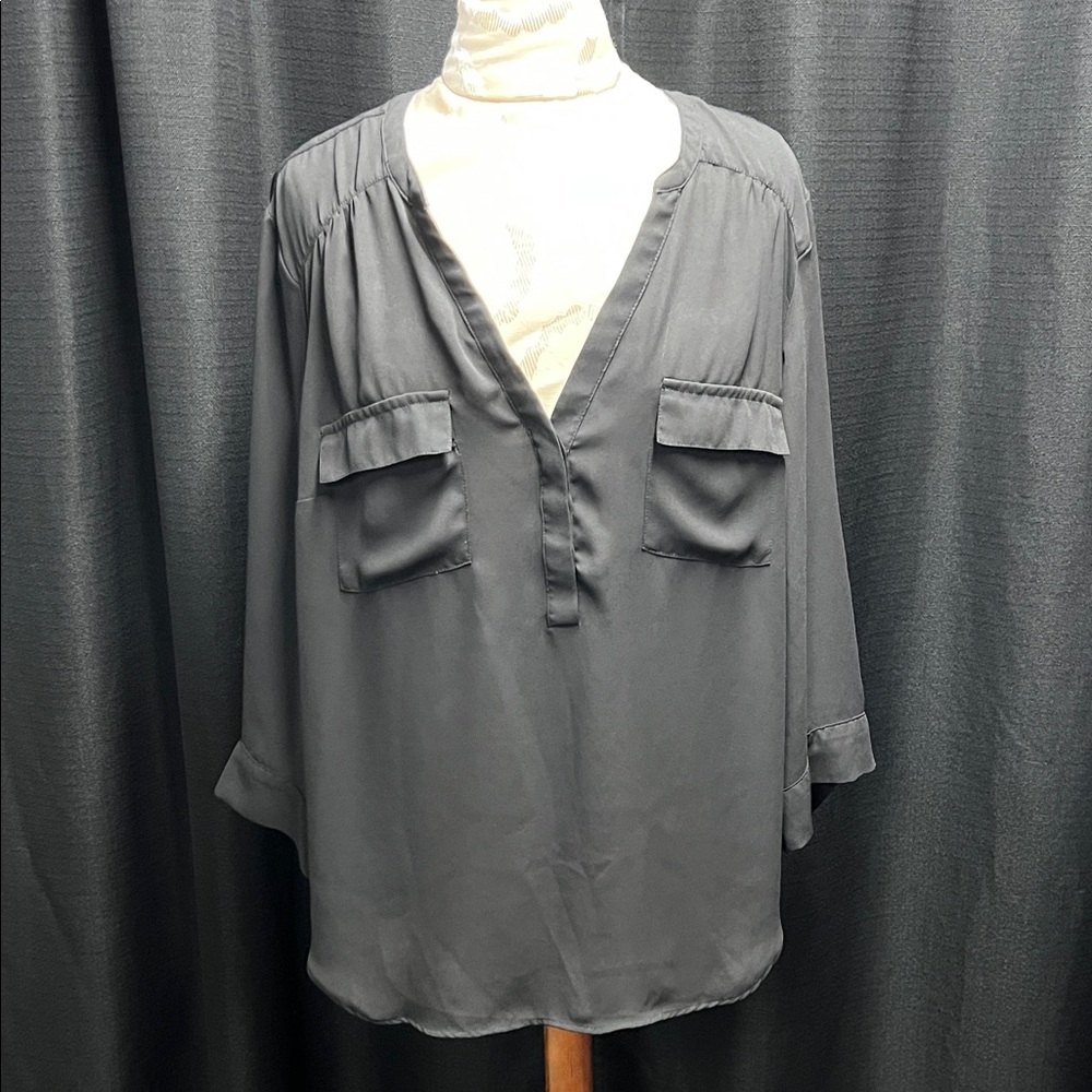 torrid Black V-Neck Harper Pocket Blouse